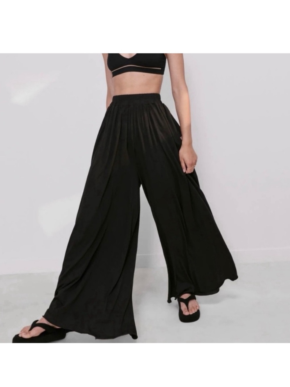 lunya Black Wide-Leg Lounge Pants